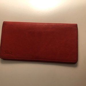 Fossil Red Leather Wallet / Checkbook